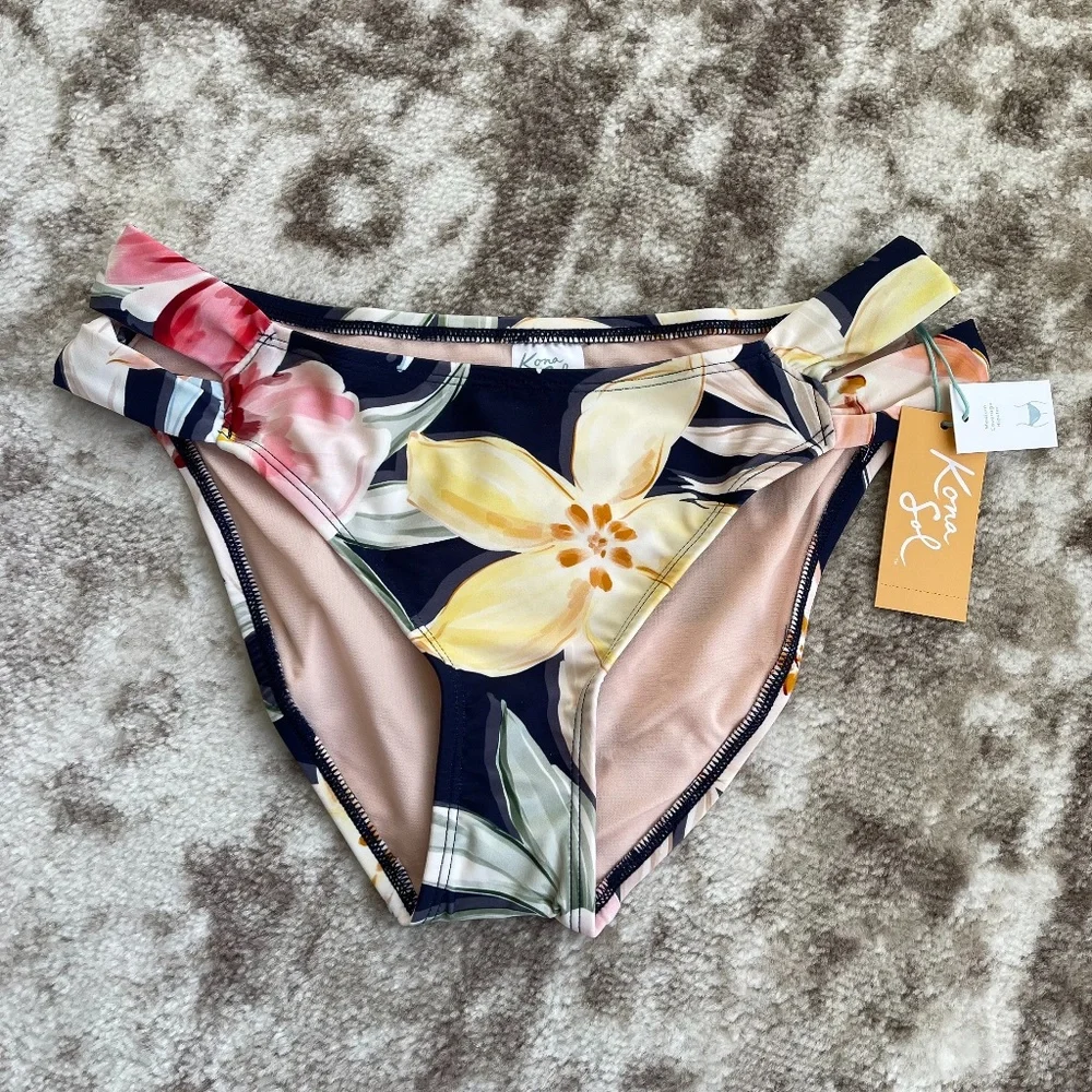 Kona Sol Floral Print Bikini Bottom NWT - Picture 1 of 7